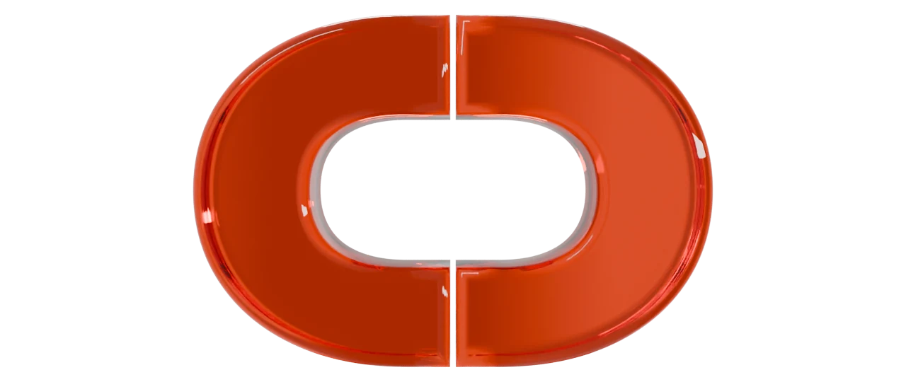 The DITC logo made entirely from orange optical glass